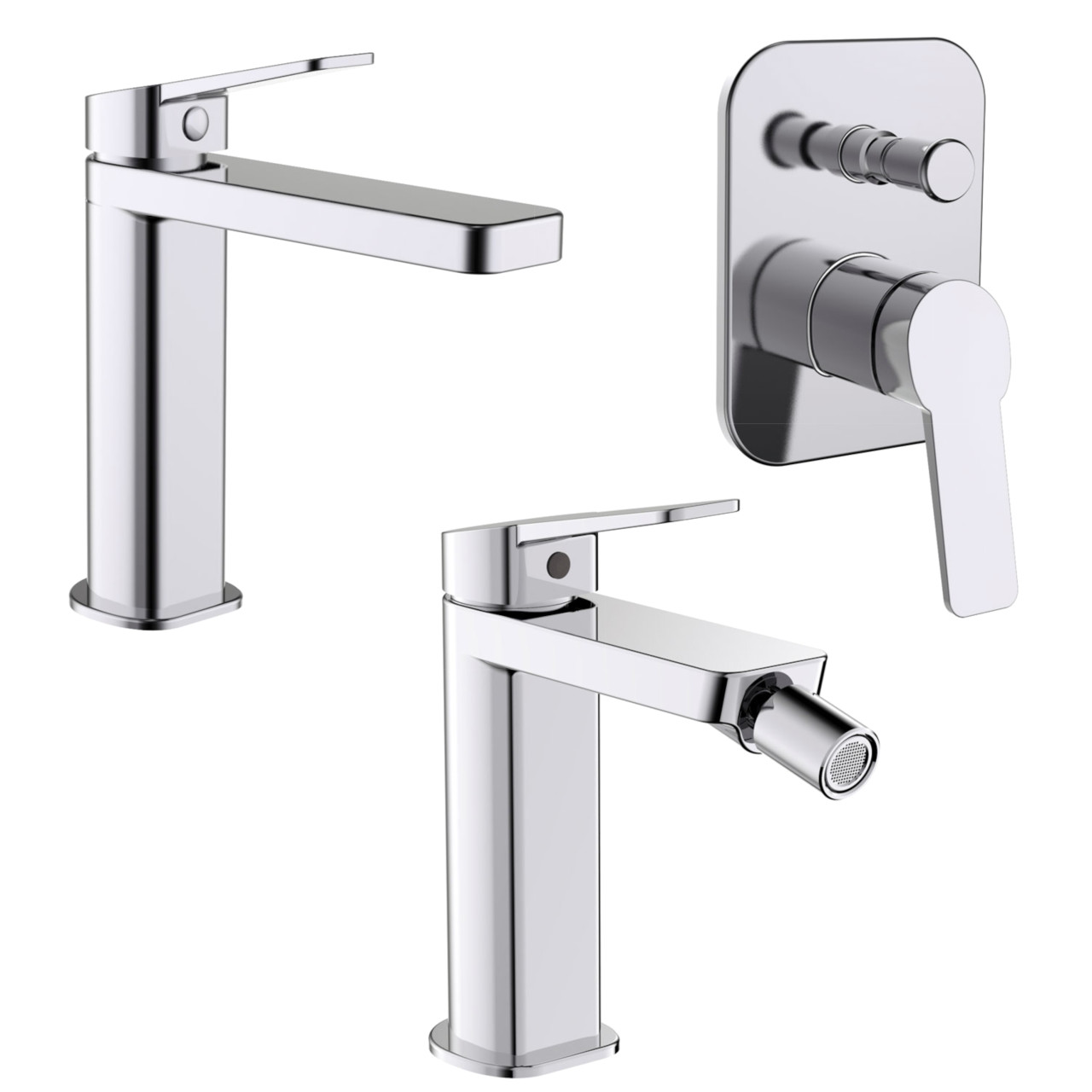 Quaranta - Habibi - Set miscelatori bagno lavabo bidet doccia - Cromo - Ottone