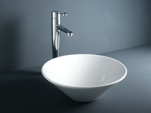 Lavabo da appoggio rak daisi tondo 38 cm bianco in ceramica