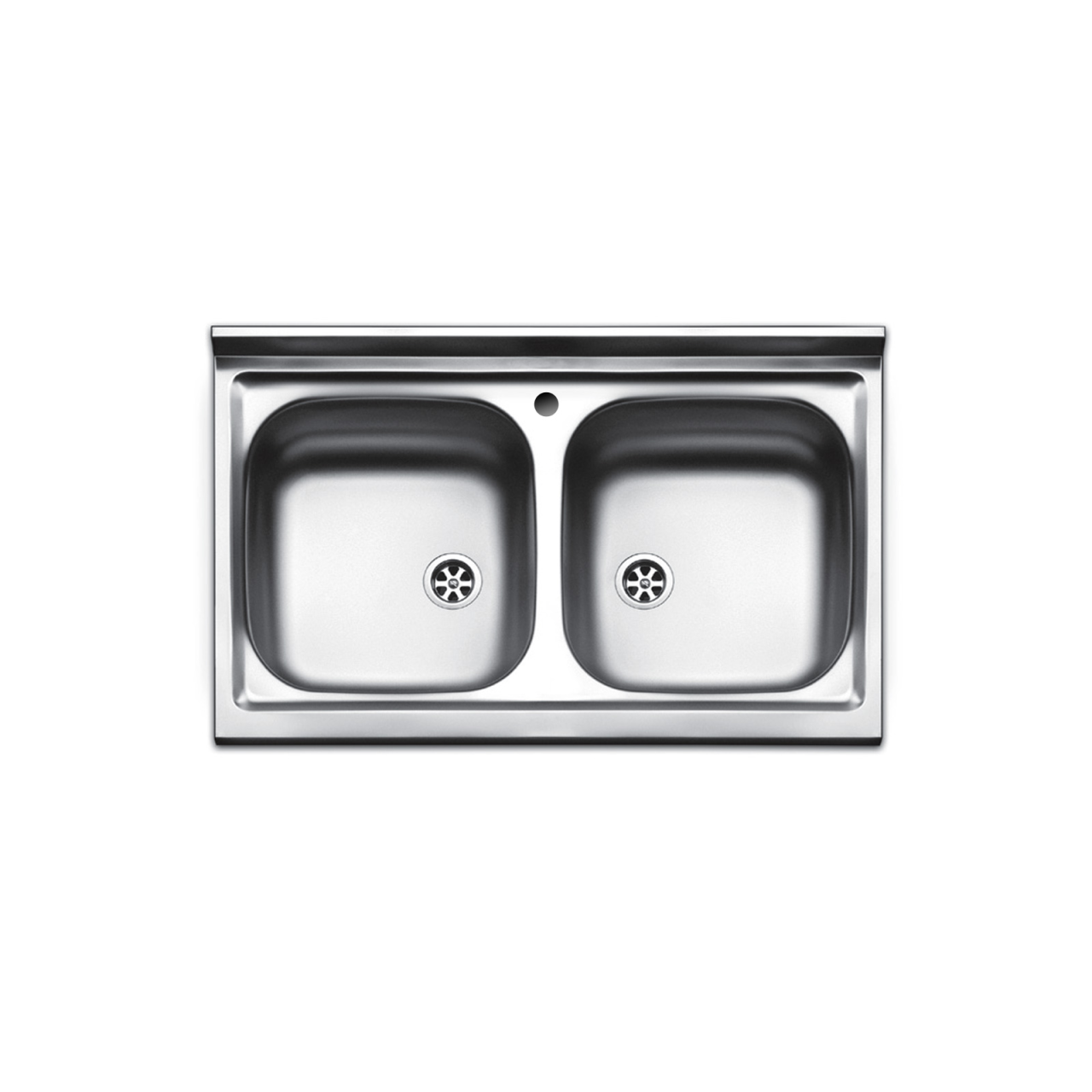 Lavello da appoggio 80x50 cm in acciaio inox con doppia vasca