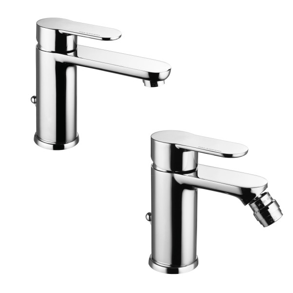 Set miscelatori palazzani bella lavabo e bidet cromo con scarico tradizionale Set miscelatori palazzani bella lavabo e bidet cromo con scarico tradizionale