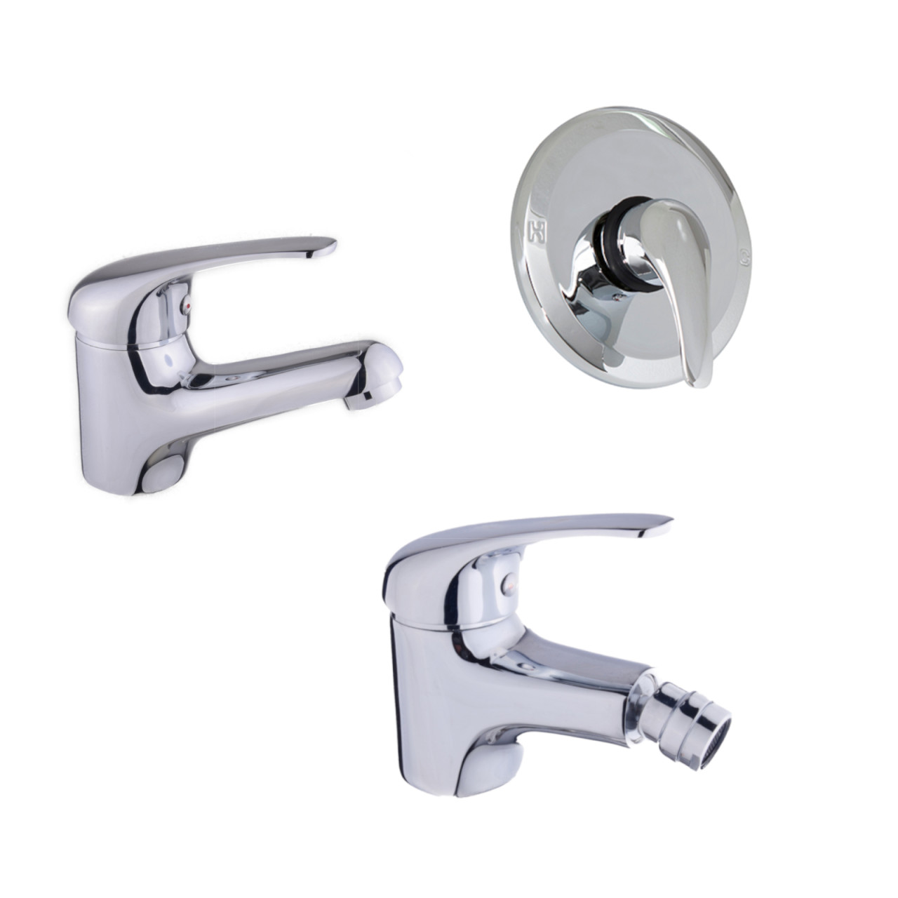 Miscelatore lavabo bidet e incasso doccia cromo scarico click clack