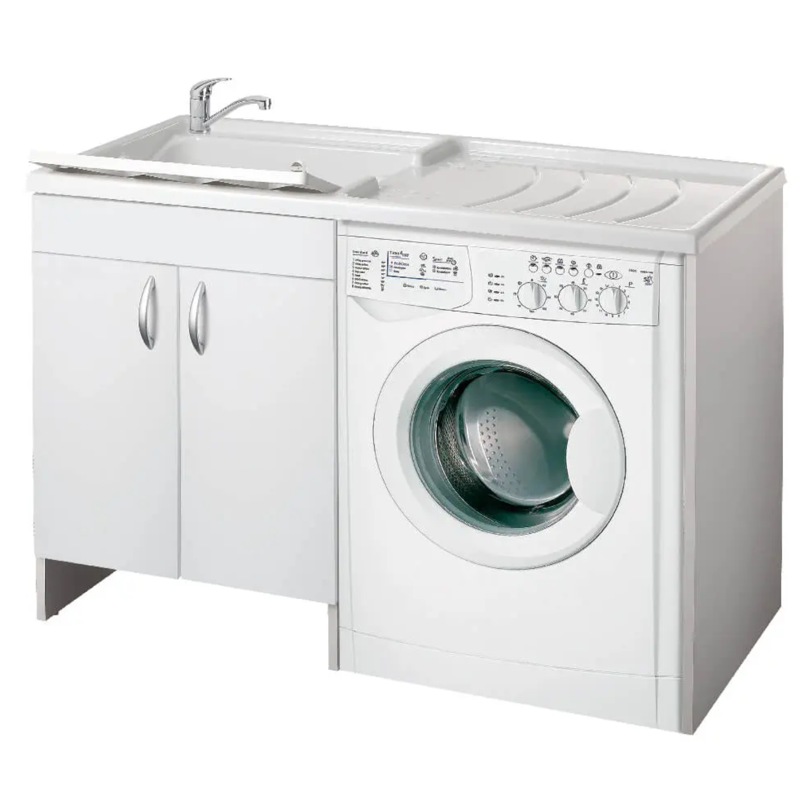 Mobile lavanderia coprilavatrice Compatta 124x61 con ante completo di vasca