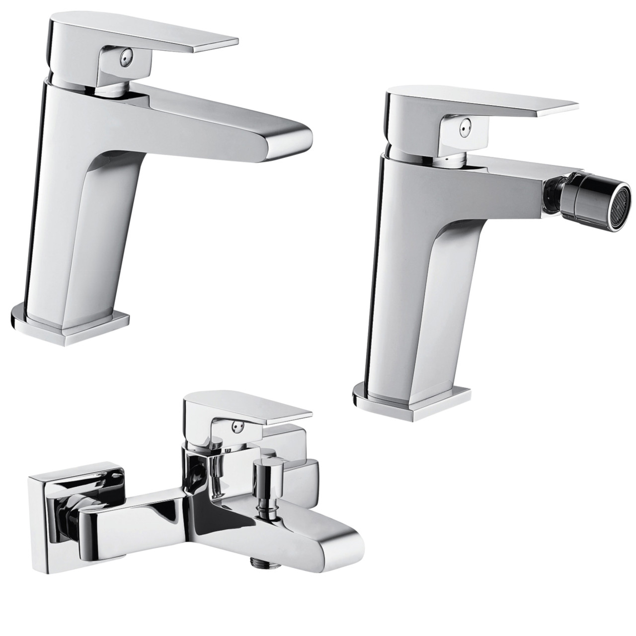 Rubinetteria Quaranta - Aria - Set miscelatori bagno lavabo bidet doccia - Cromo - Ottone