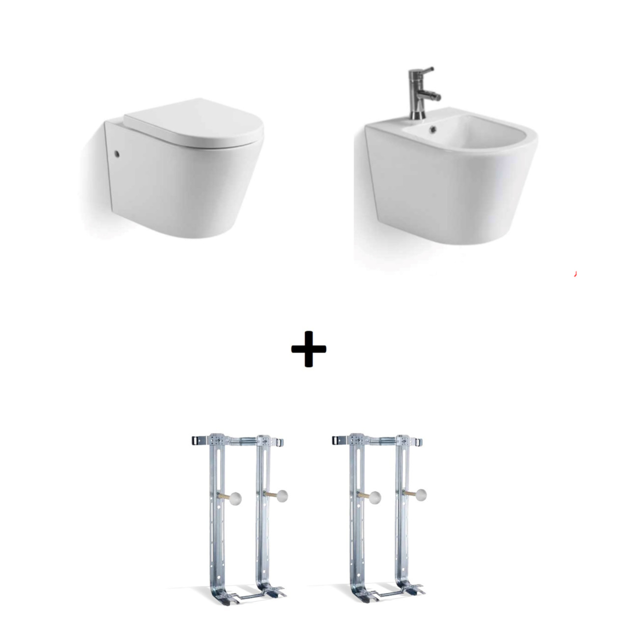 Sanitari sospesi rimless vaso bidet coprivaso avvolgente e staffe in ceramica bianca