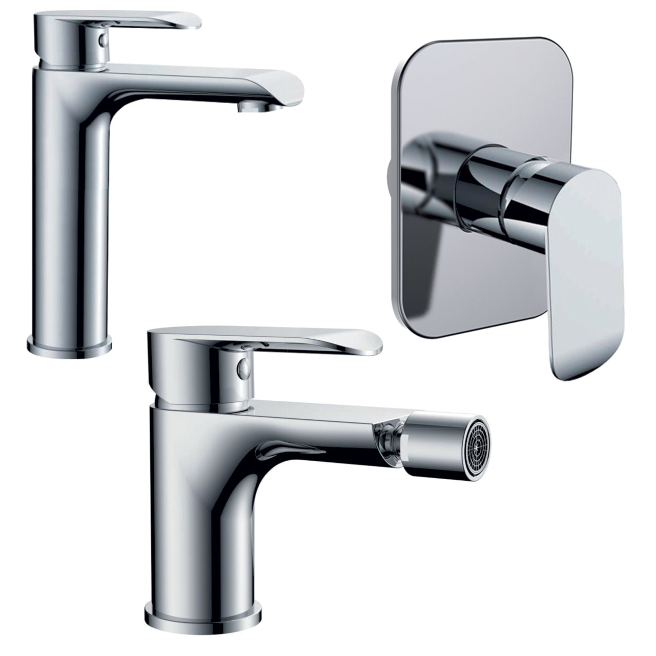 Quaranta - Desert - Set miscelatori bagno lavabo bidet doccia - Cromo - Ottone