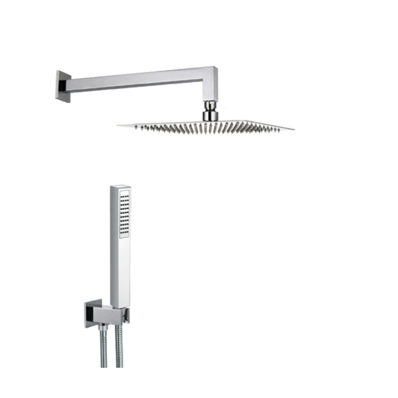 Rondò Quadro Q20 - Kit doccia in acciaio inox cromato con soffione 20x20 cm