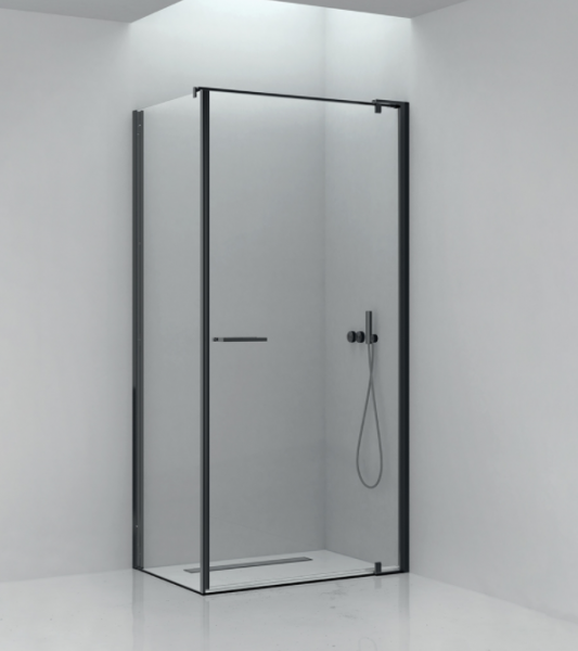 Box doccia 80x100 cm con lato fisso e porta battente in cristallo trasparente