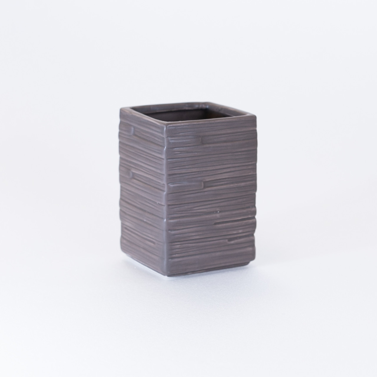 Portaspazzolino in ceramica tortora effetto pietra