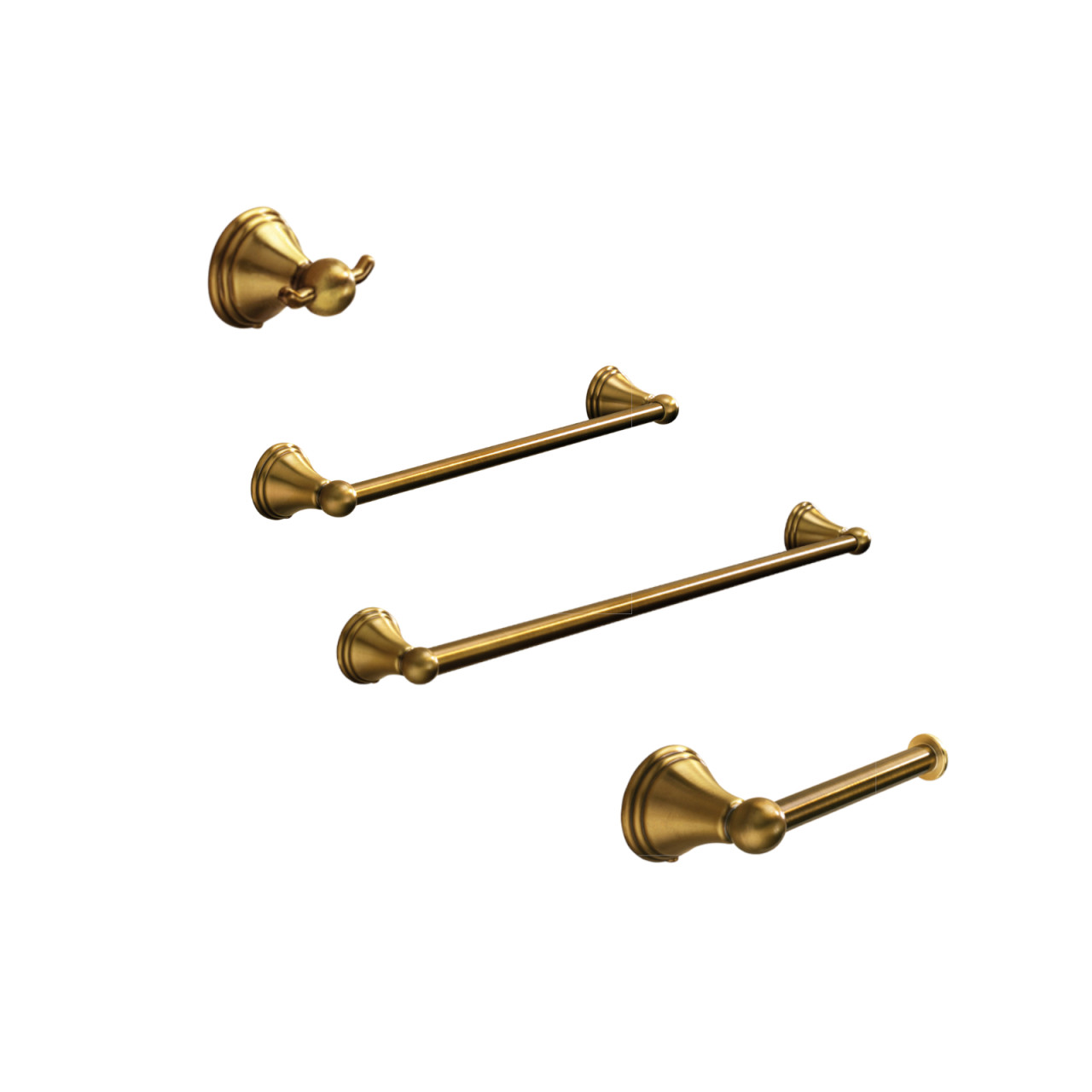 Set 4 pezzi accessori bagno a muro romance bronzo in acciaio inox e cromall