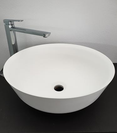 Lavabo da appoggio a ciotola bianco opaco da 41,5 cm in solid surface