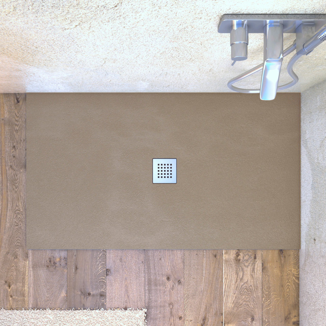 Piatto doccia tortora 70x180 cm in marmo minerale con griglia