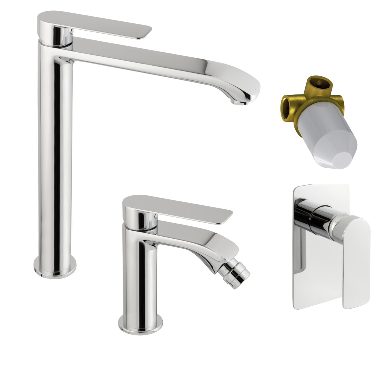 Eurorama - Mon - Set miscelatori bagno in ottone cromato