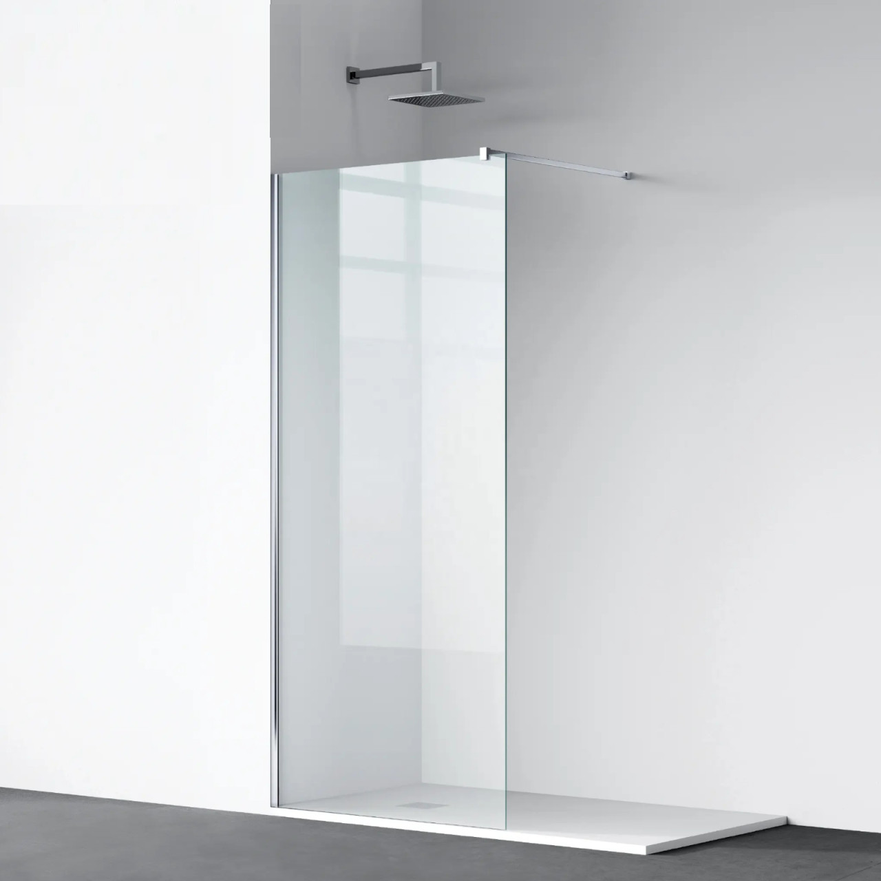 Doccia Walk-in 100 cm vetro 8mm anticalcare trasparente h200 profili cromo | Kross