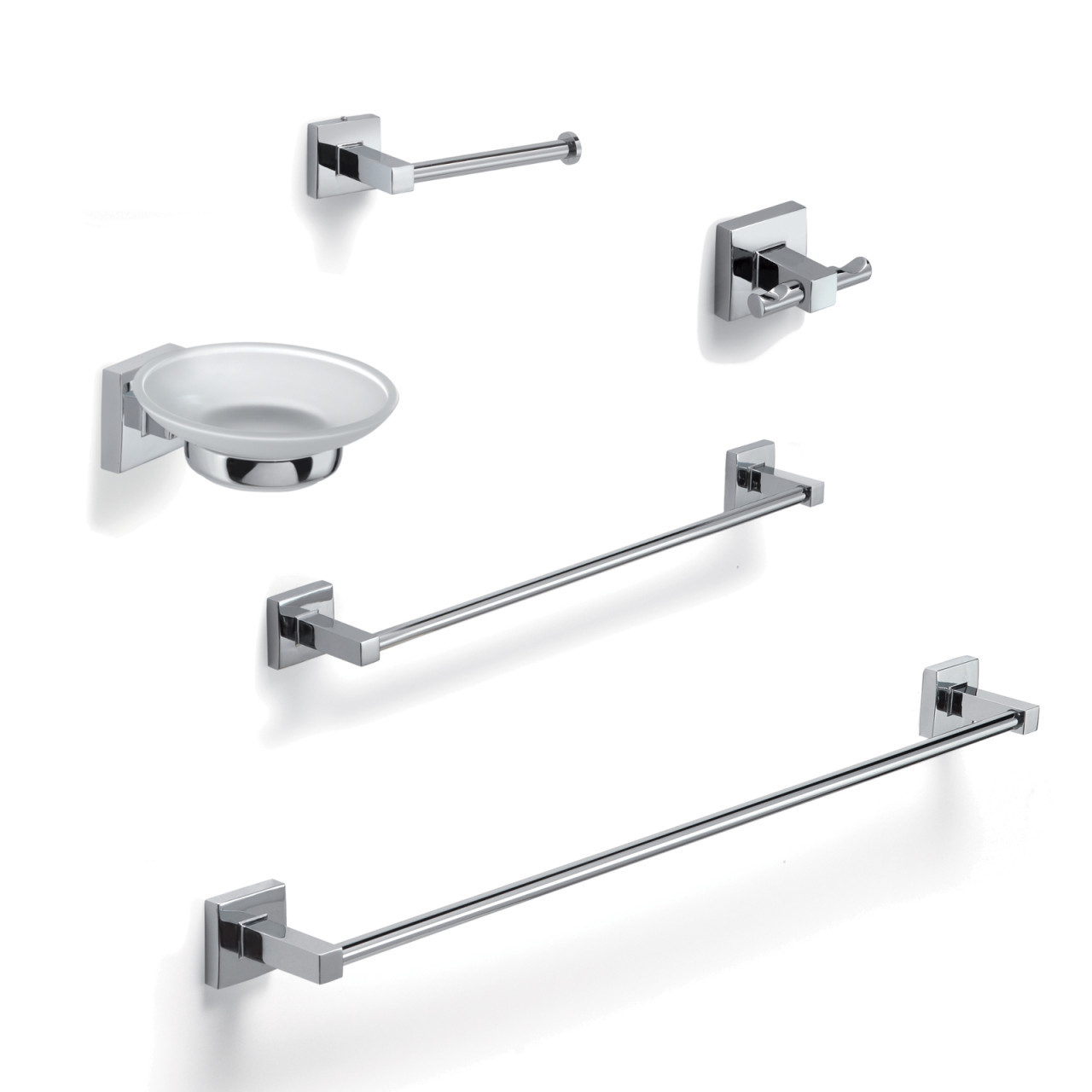 Set 5 pezzi accessori bagno a muro olimpo cromo in acciaio inox e cromall