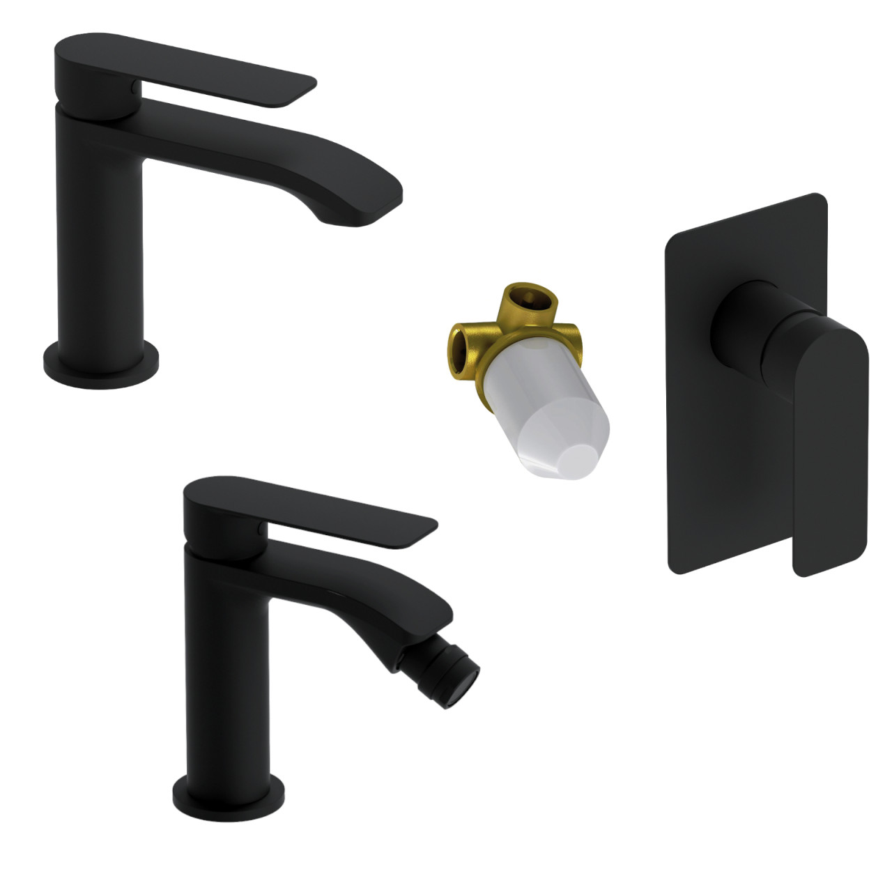 Miscelatore lavabo, bidet e incasso doccia nero opaco mon