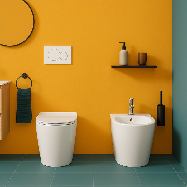 Sanitari filomuro senza brida con copriwc slim soft close sgancio rapido | ronda Sanitari filomuro senza brida con copriwc slim soft close sgancio rapido | ronda