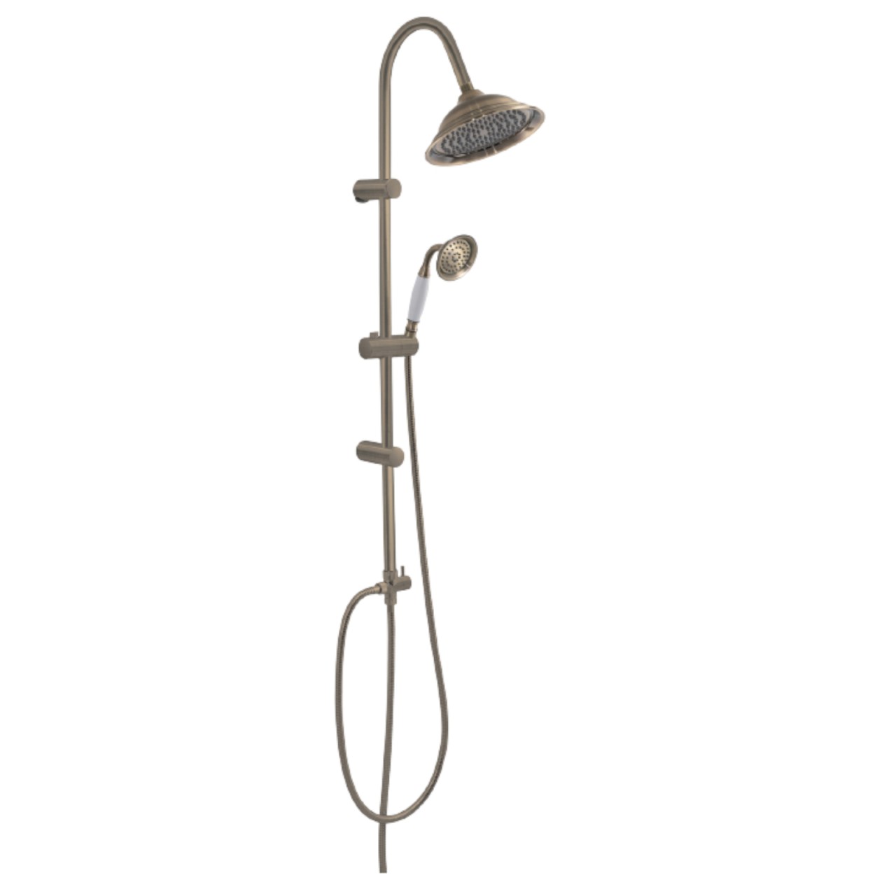 Colonna doccia bronzo regolabile h,104 cm con soffione e doccetta monogetto in acciaio inox e abs