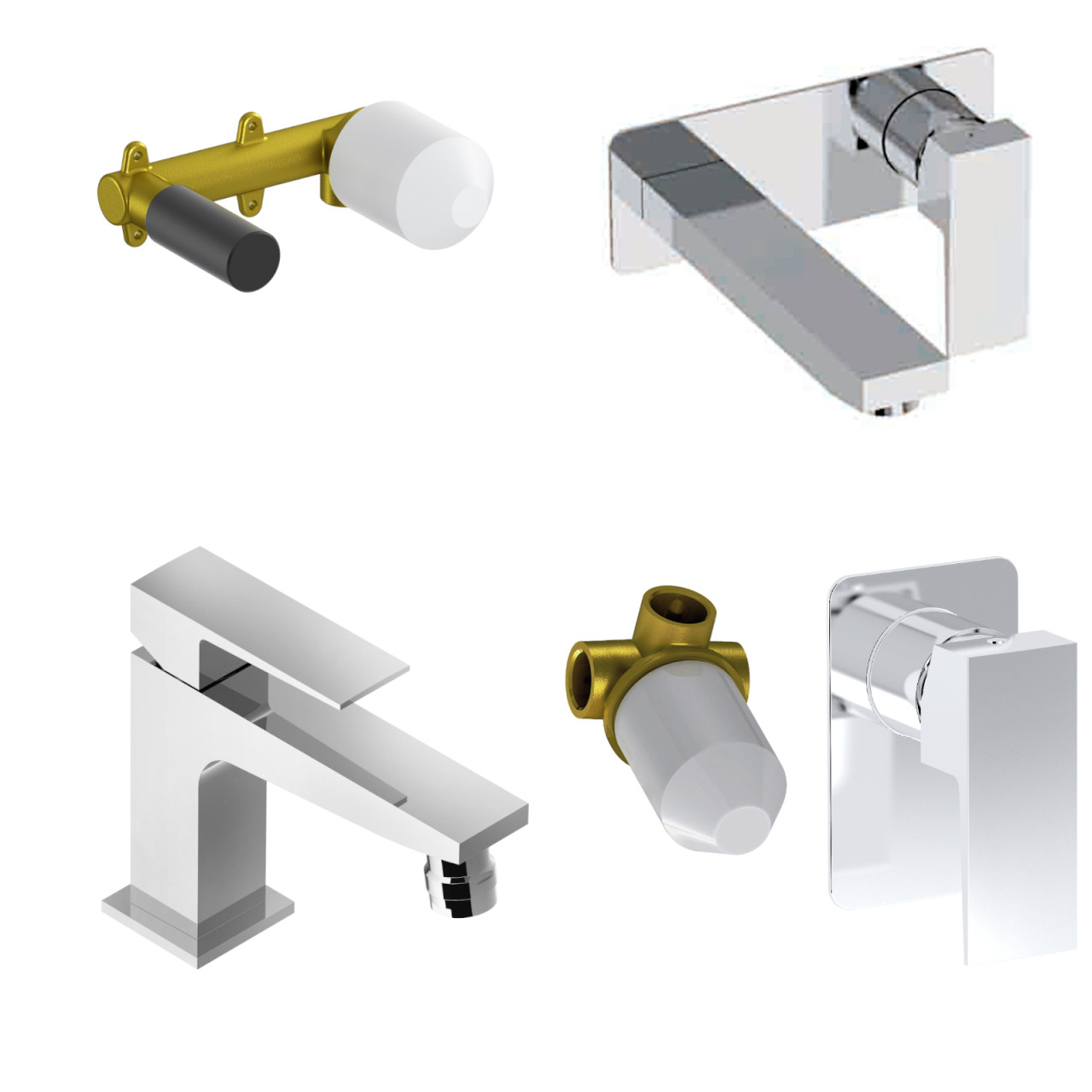 Eurorama - Tovo - Set Rubinetti Bagno Cromo in Ottone