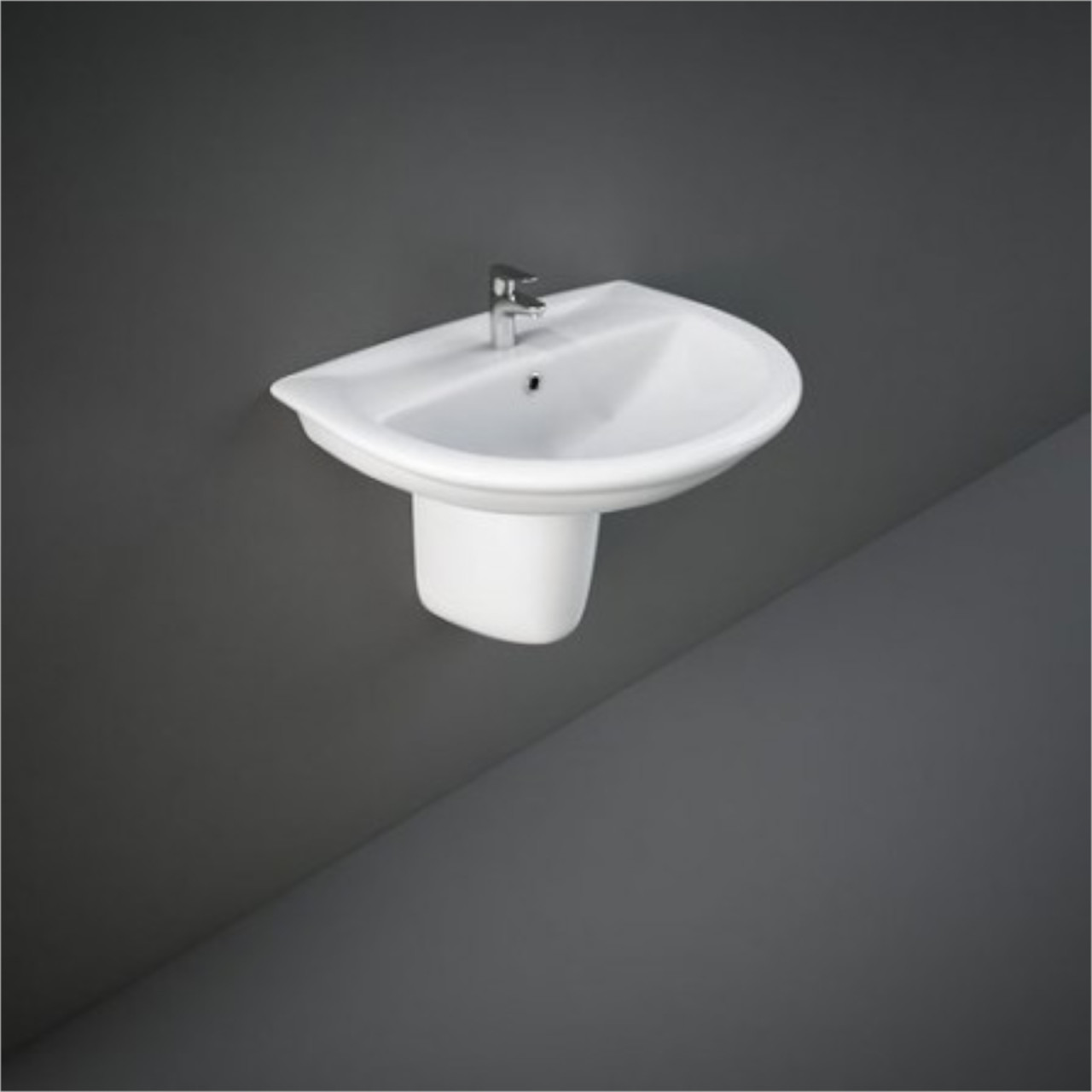 Lavabo con semicolonna sospeso Rak Karla da 55 cm in ceramica bianco