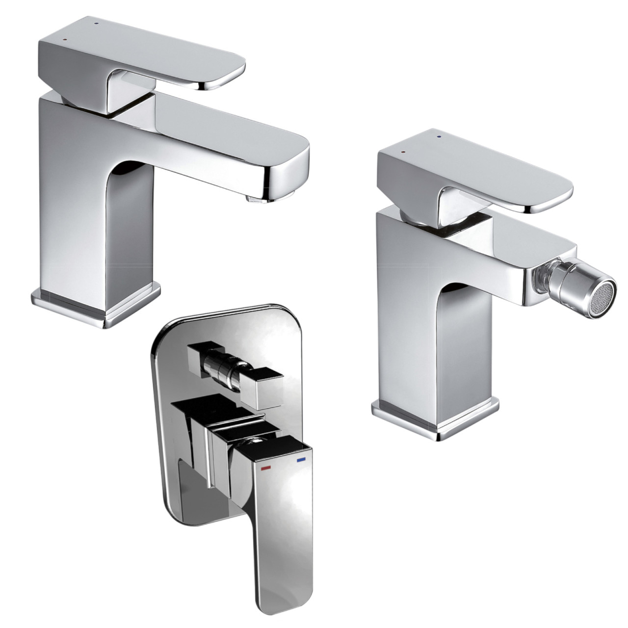 Quaranta - Maite - Set miscelatori bagno lavabo bidet doccia - Cromo - Ottone