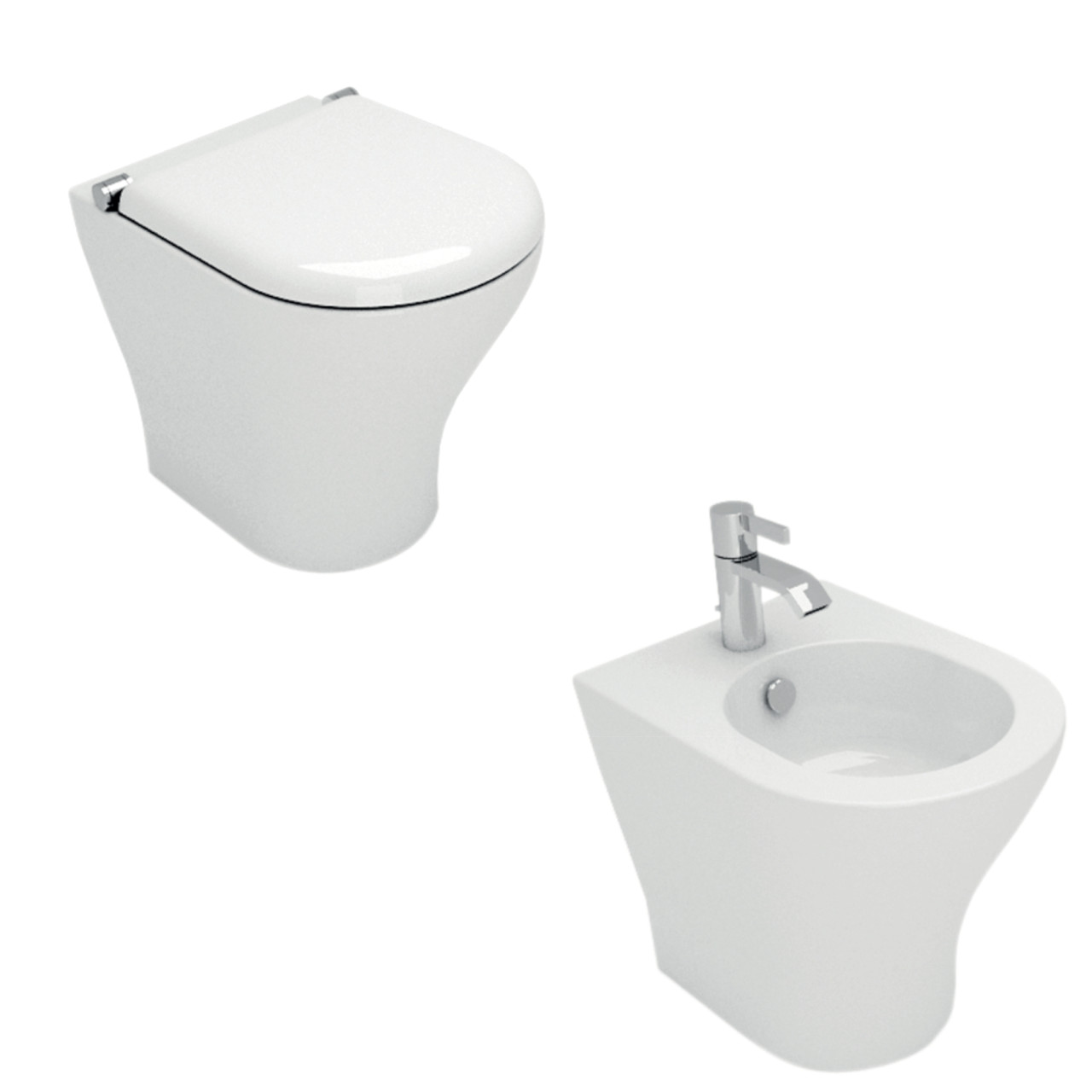 Sanitari filomuro opera sanitari zero in ceramica bianchi con copriwc avvolgente
