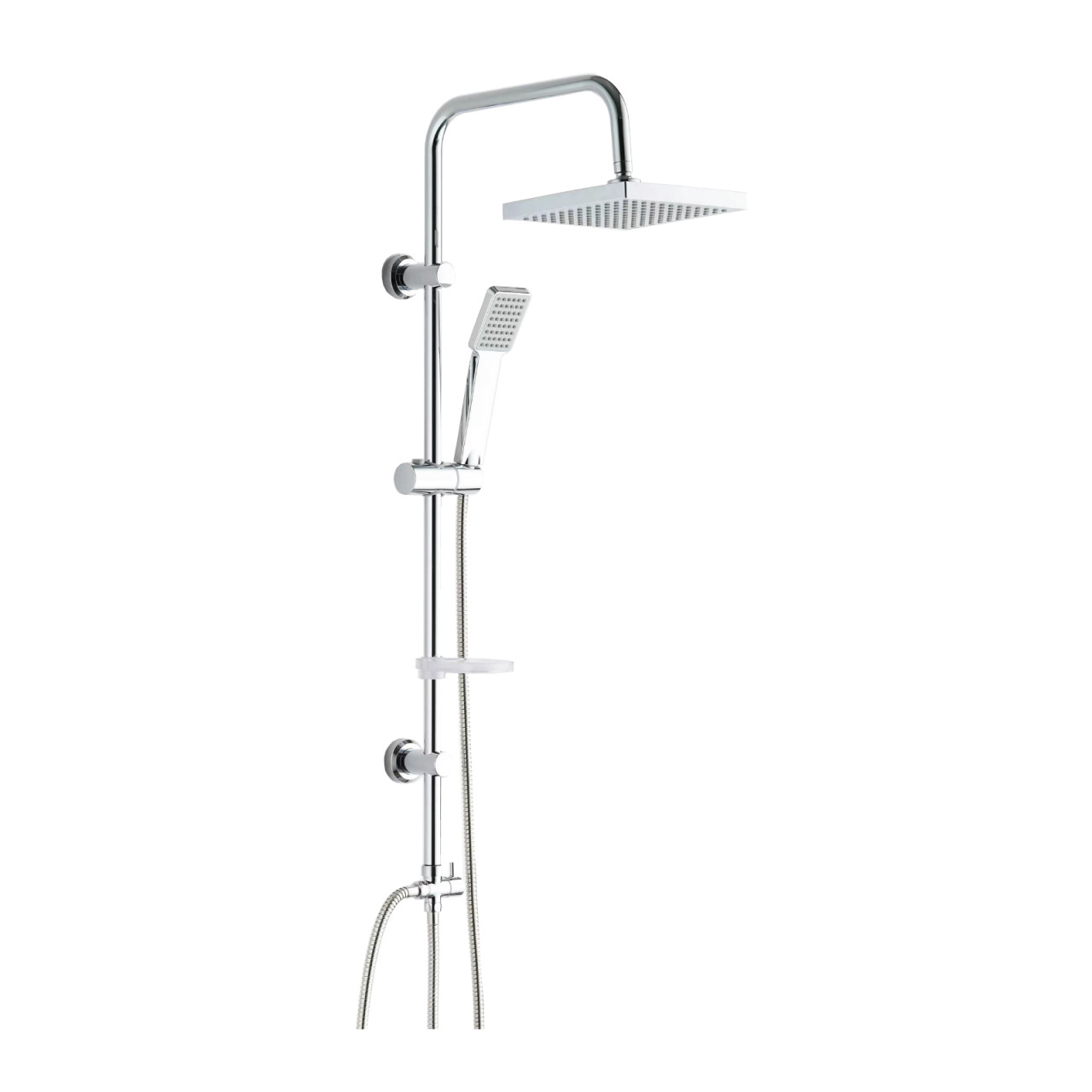 Colonna doccia nature quadra in acciaio inox con soffione da 20 cm e doccetta