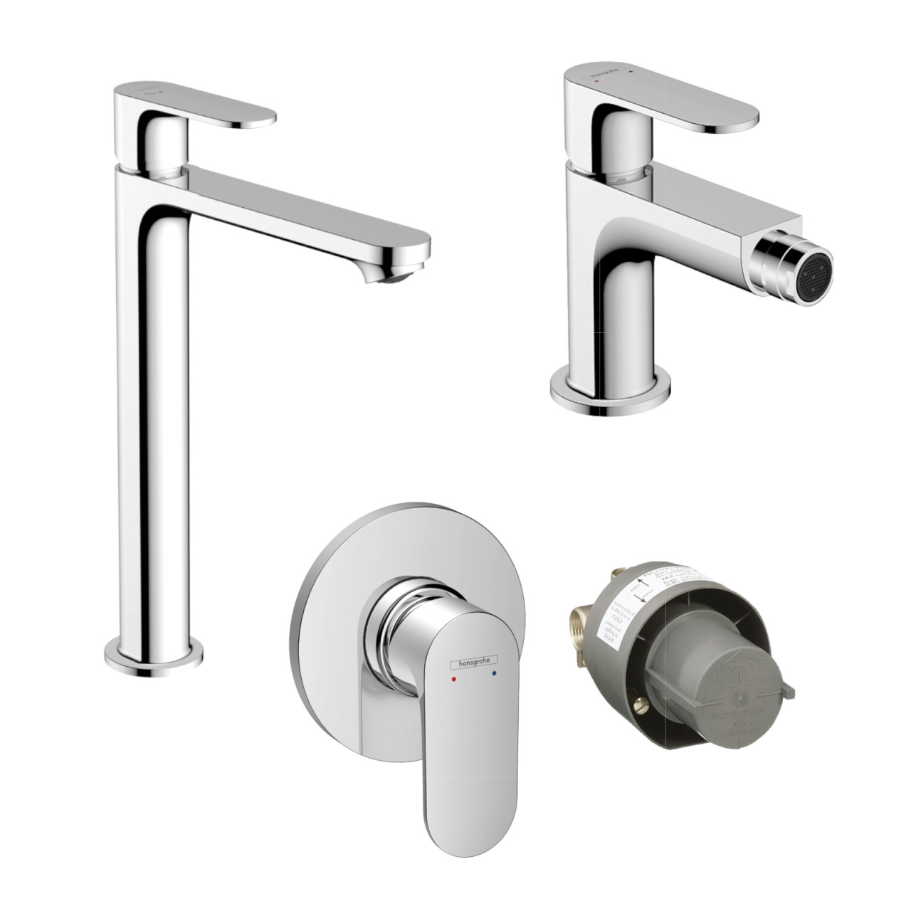 Hansgrohe - Rebris S - Set miscelatori lavabo alto bidet e incasso doccia - Scarico tradizionale