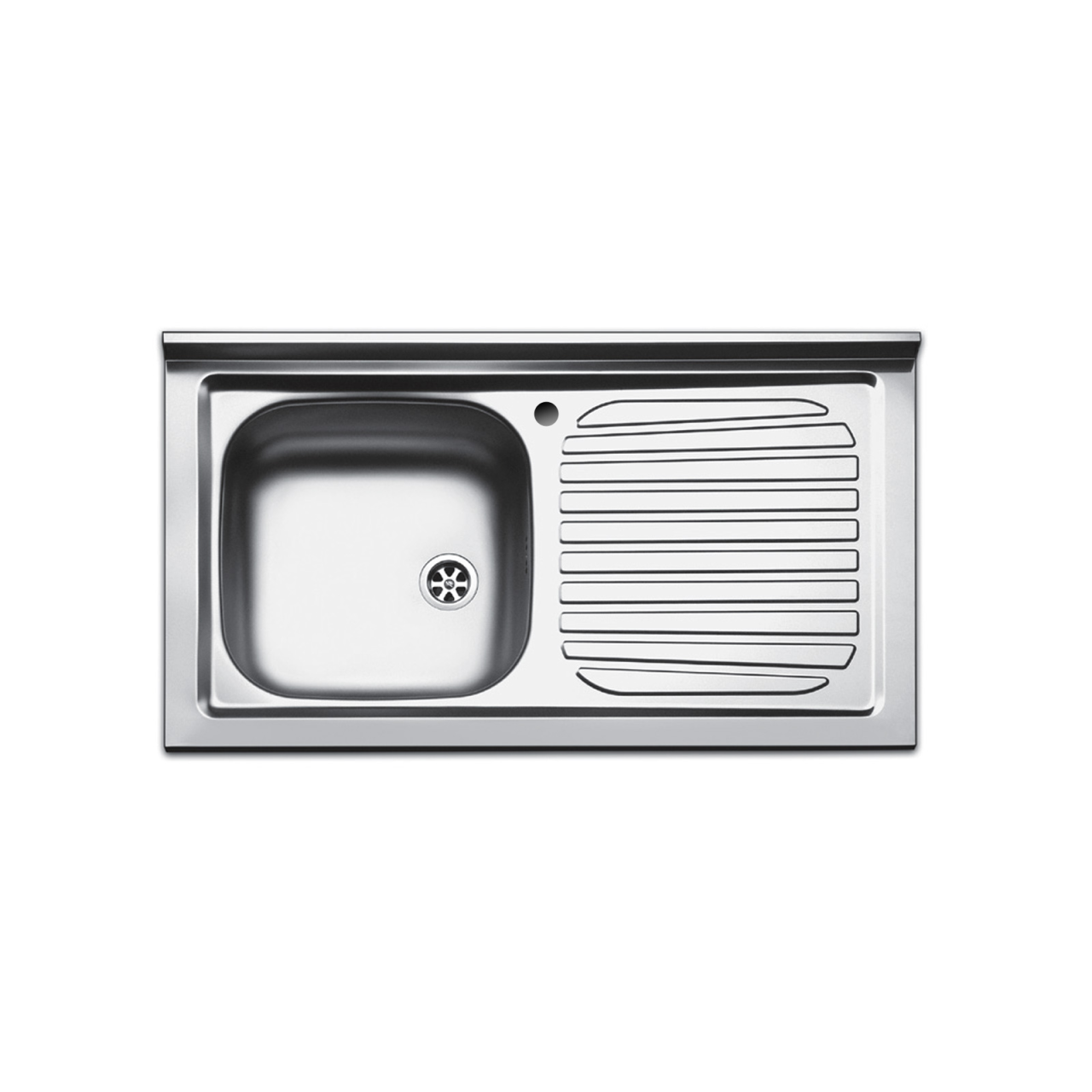 Lavello da appoggio 80x50 cm in acciaio inox con gocciolatoio a dx