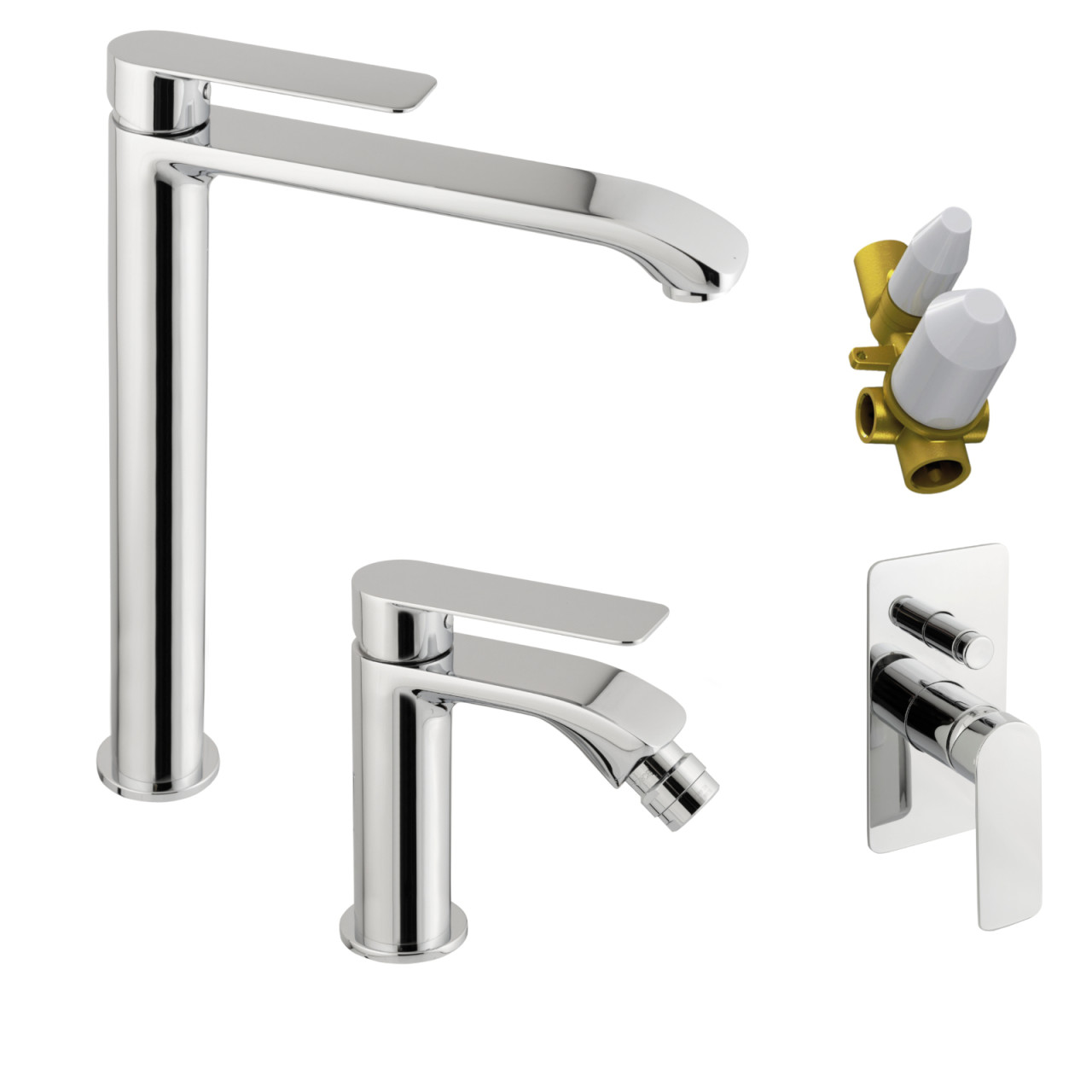 Eurorama - Mon - Set miscelatori bagno in ottone cromato