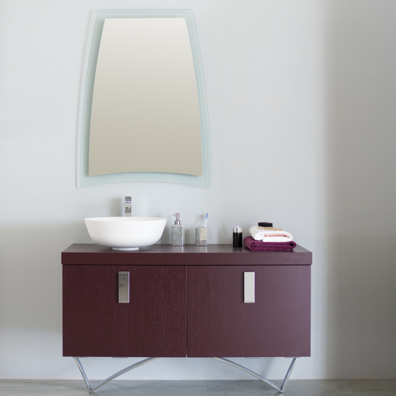 Mobile bagno sospeso 120 cm gruppo idea rosso amaranto con ante a chiusura scorrevole