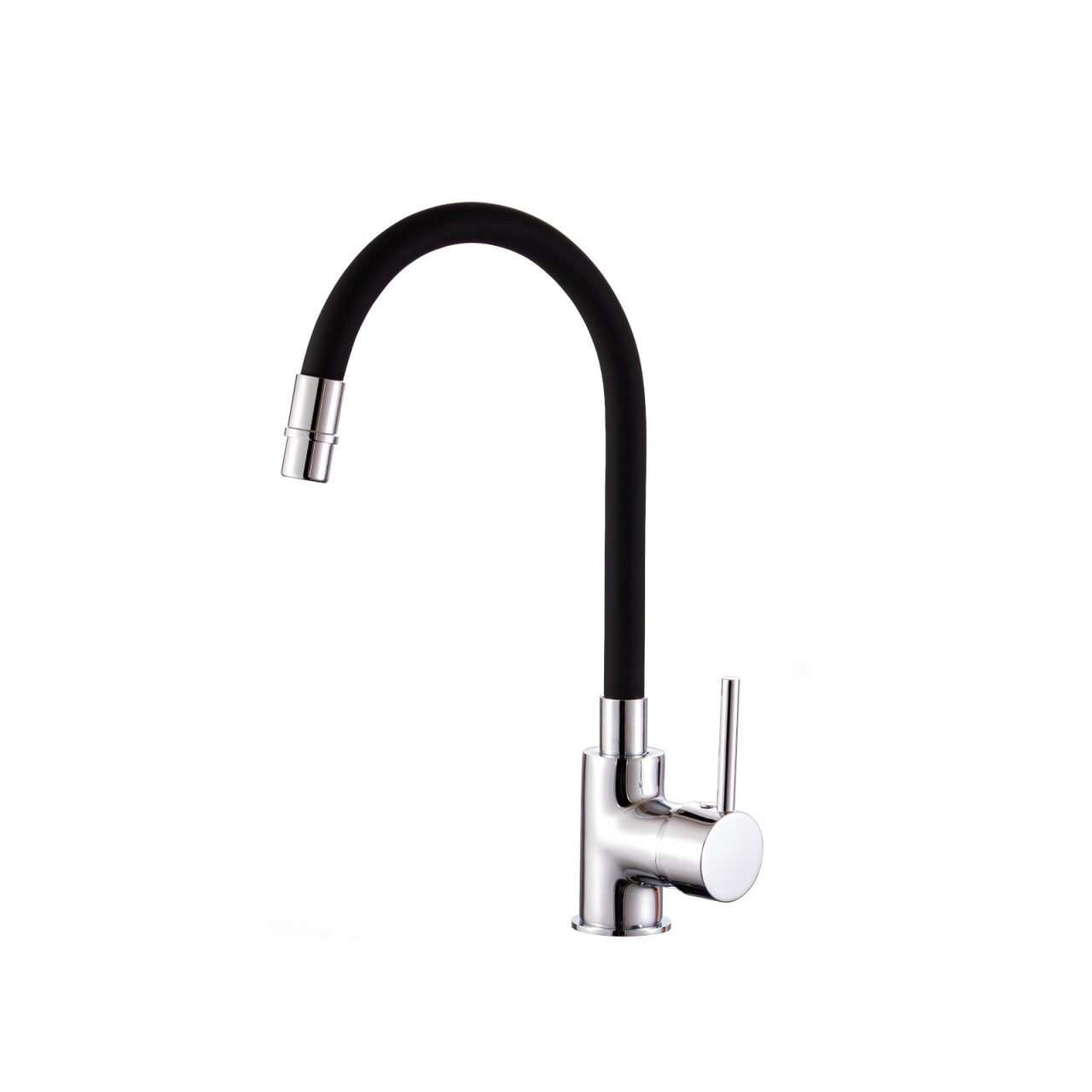 Miscelatore lavello con canna girevole e flessibile in gomma nero
