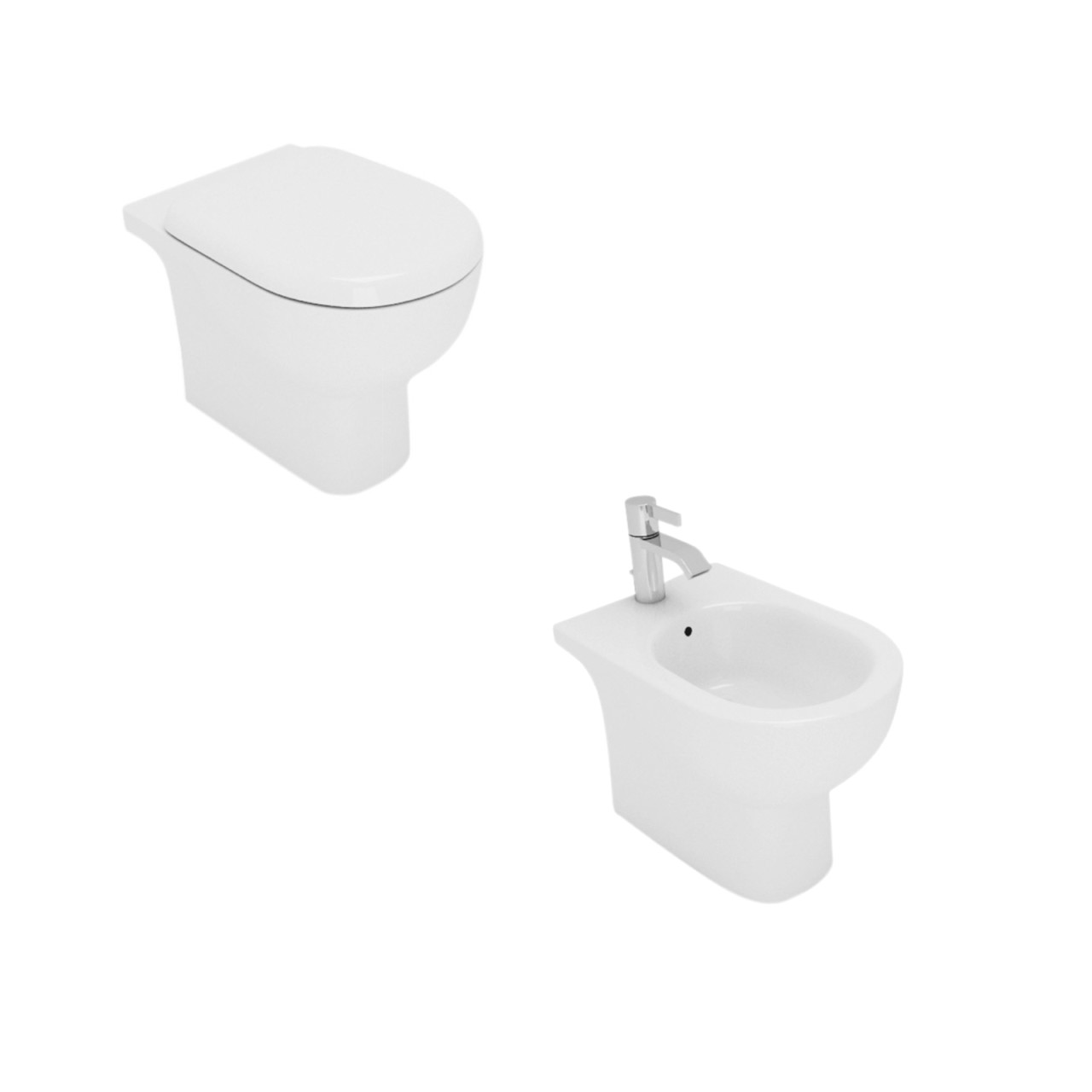 Sanitari filomuro opera sally in ceramica bianca con copriwc avvolgente soft close