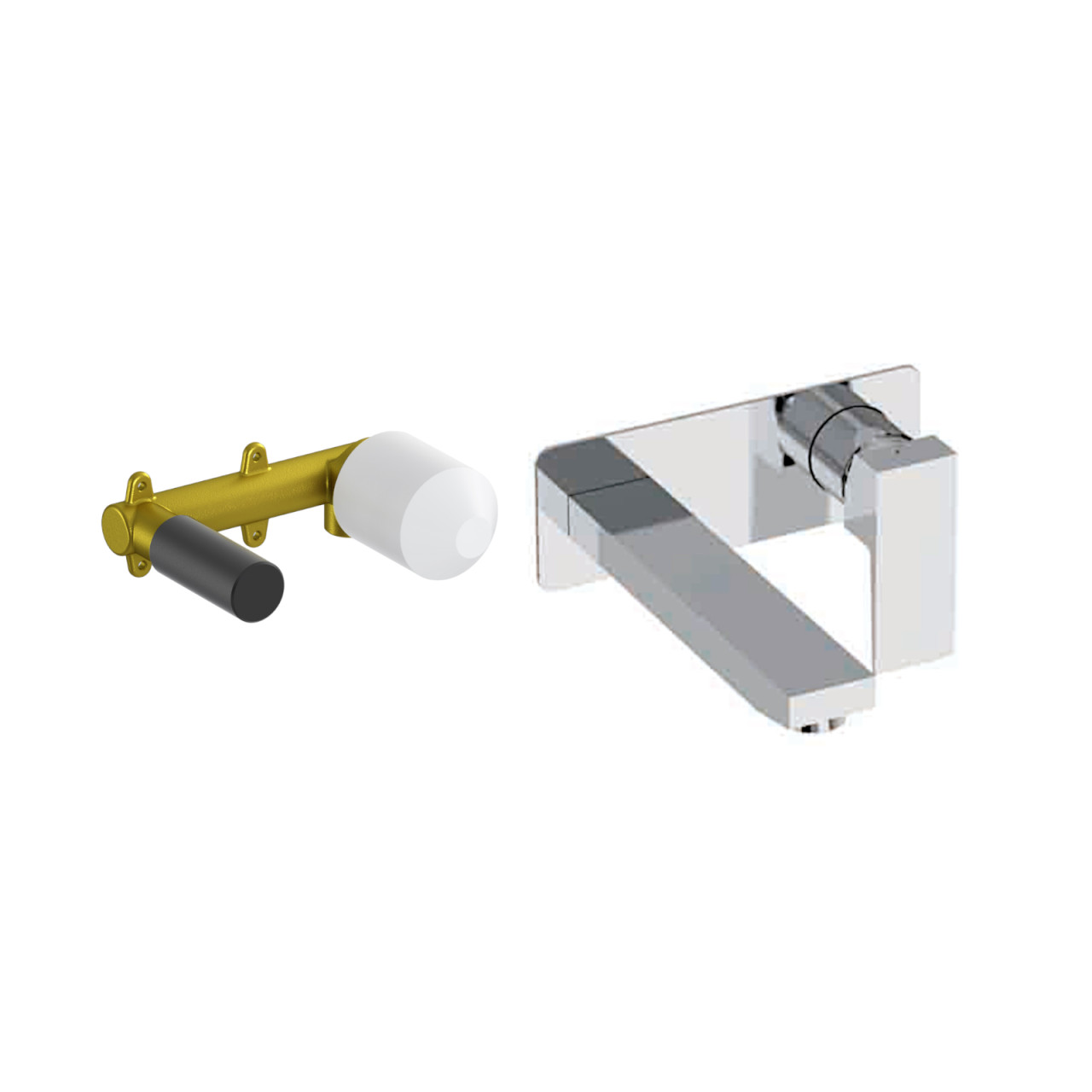 Eurorama - Tovo - Miscelatore Lavabo a Parete Cromo Ottone