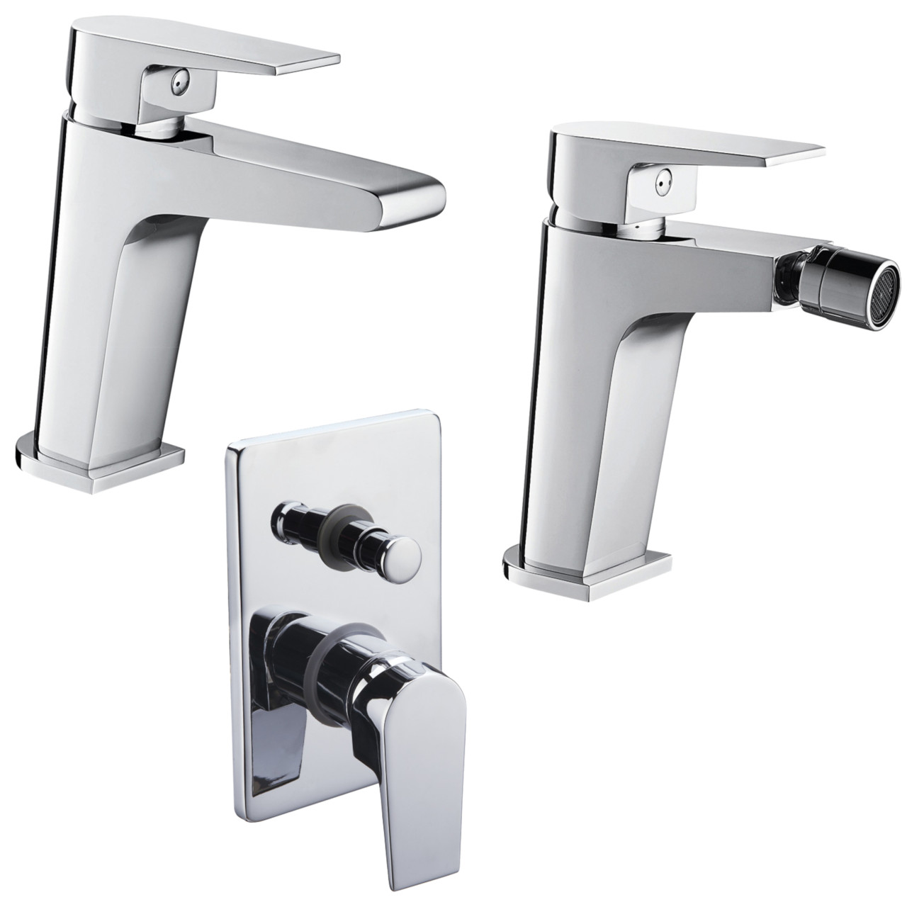 Quaranta - Aria - Set miscelatori bagno lavabo bidet doccia - Cromo - Ottone