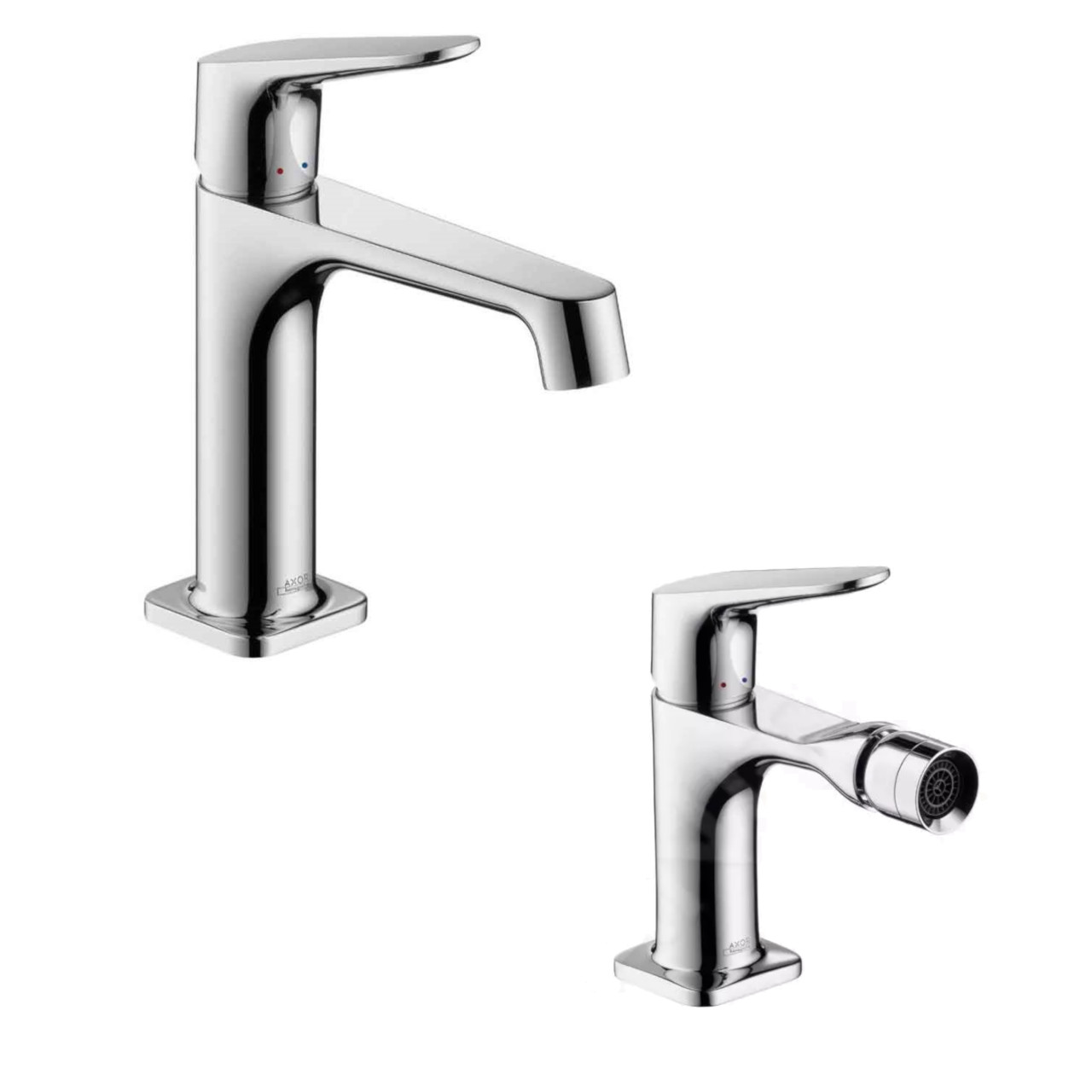 Set miscelatori bagno lavabo e bidet hansgrohe citterio m con scarico tradizionale in ottone cromato
